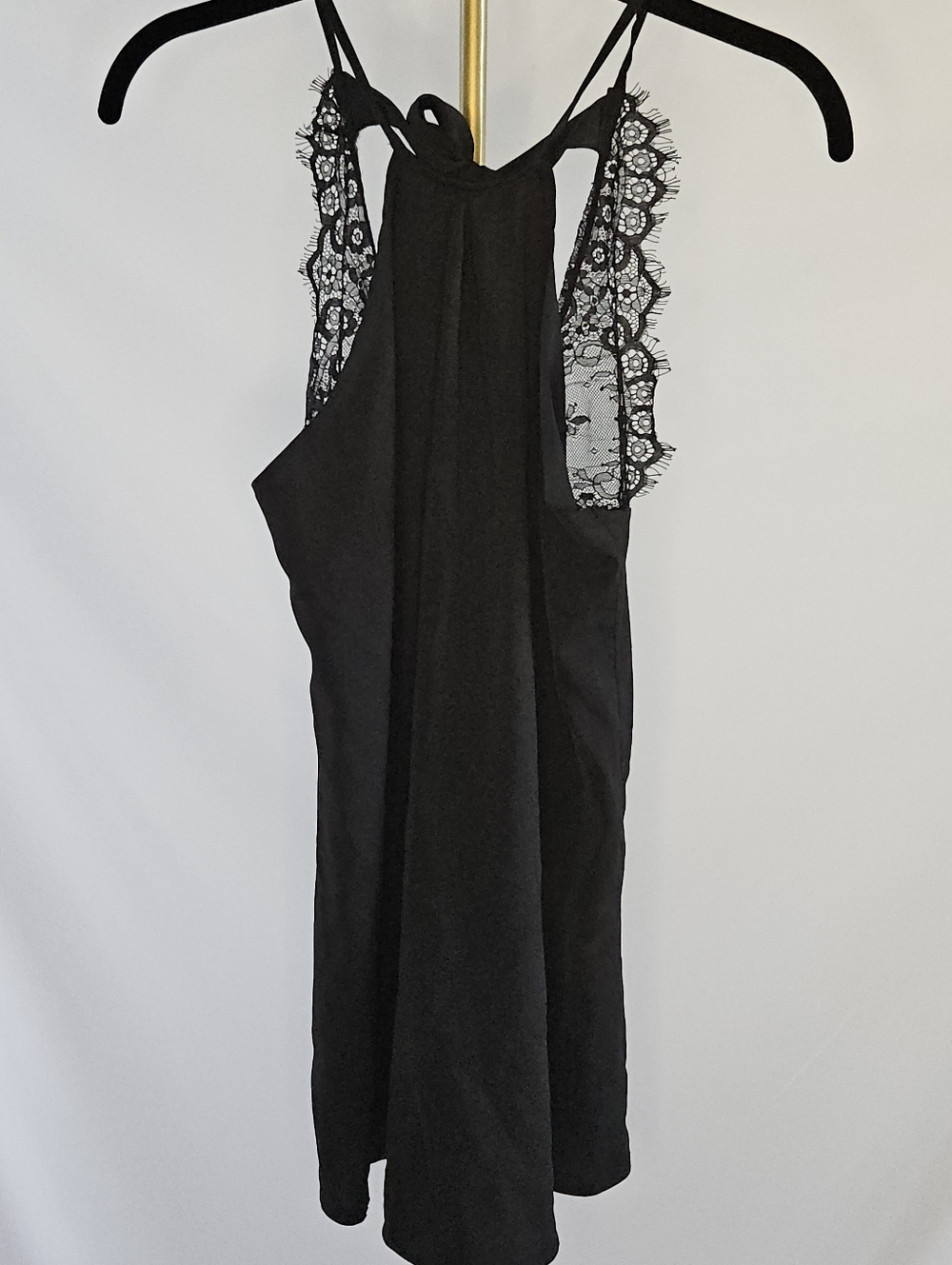 Peach John My Little Joy Black Halter Top with Eyelash Lace Trim
